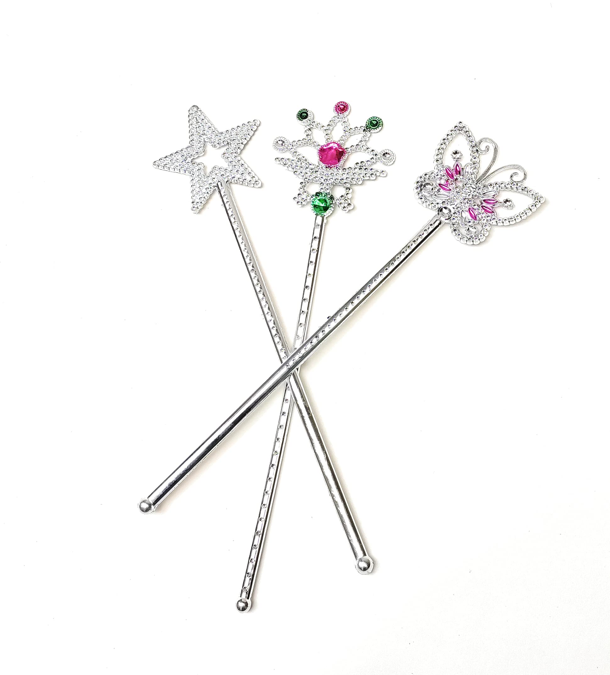 Fashio Girlyz Attire Products Girls/Kids Costume Props (Crown, Star Butterfly) Styles Magic Princess Angel Fairy Wands Sticks Birthday Party, Wedding (Silver) (2Pcs Star & 2Pcs Crown & 2Pcs Butterfly) (B09NMD87GH) Amazon Price History, Amazon Price Tracker