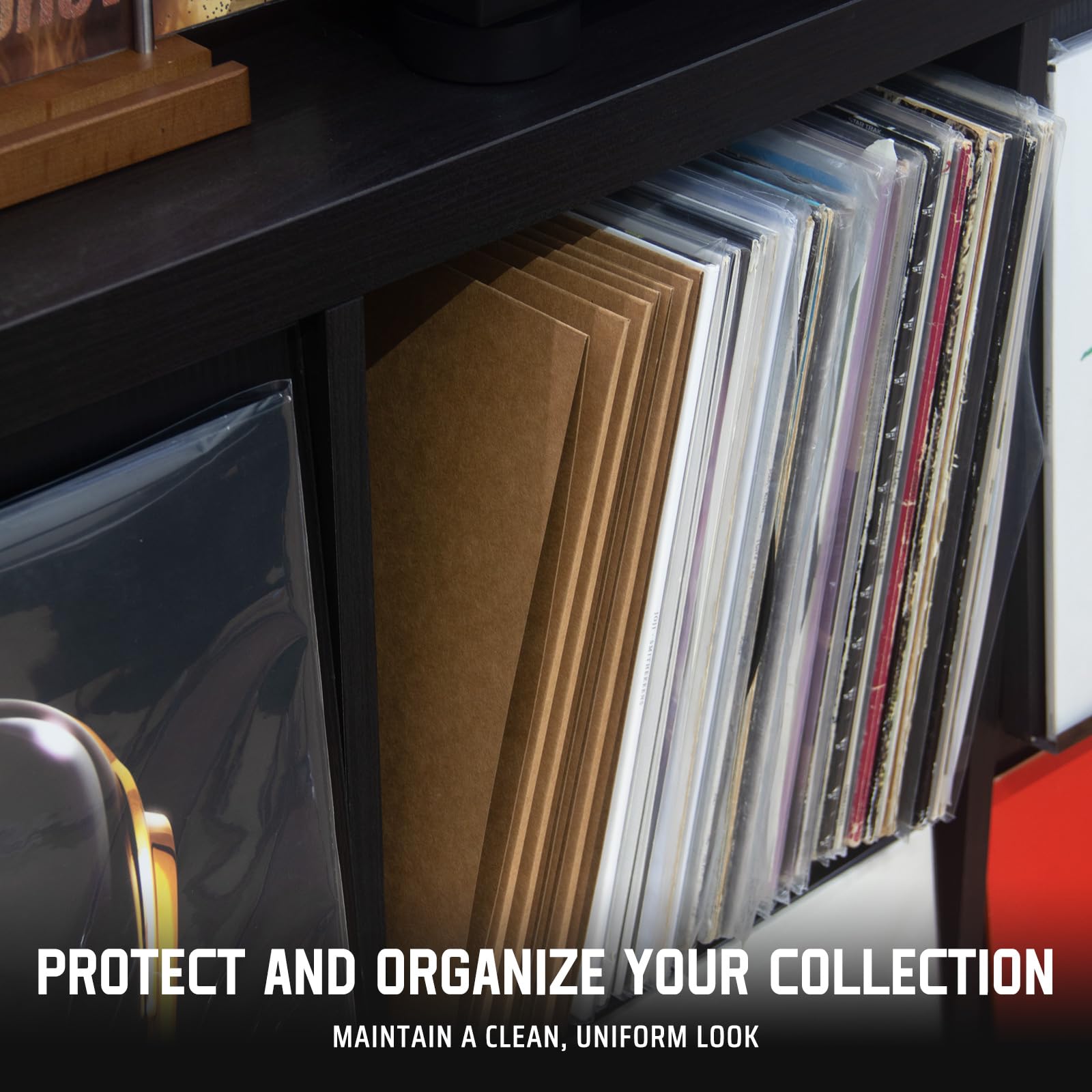 TAKMORK Copertine per dischi in vinile LP da 350 g/m², con dorso da 4 mm, senza foro centrale, per fai da te e conservazione, marrone, 20 pezzi