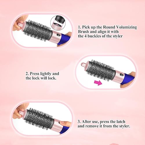 Miniatura 5 de YTCHYYSK Cepillo voluminizador redondo rosa para Dyson Airwrap Hair Volumizer Attachment Tool 969489-01 970750-01
