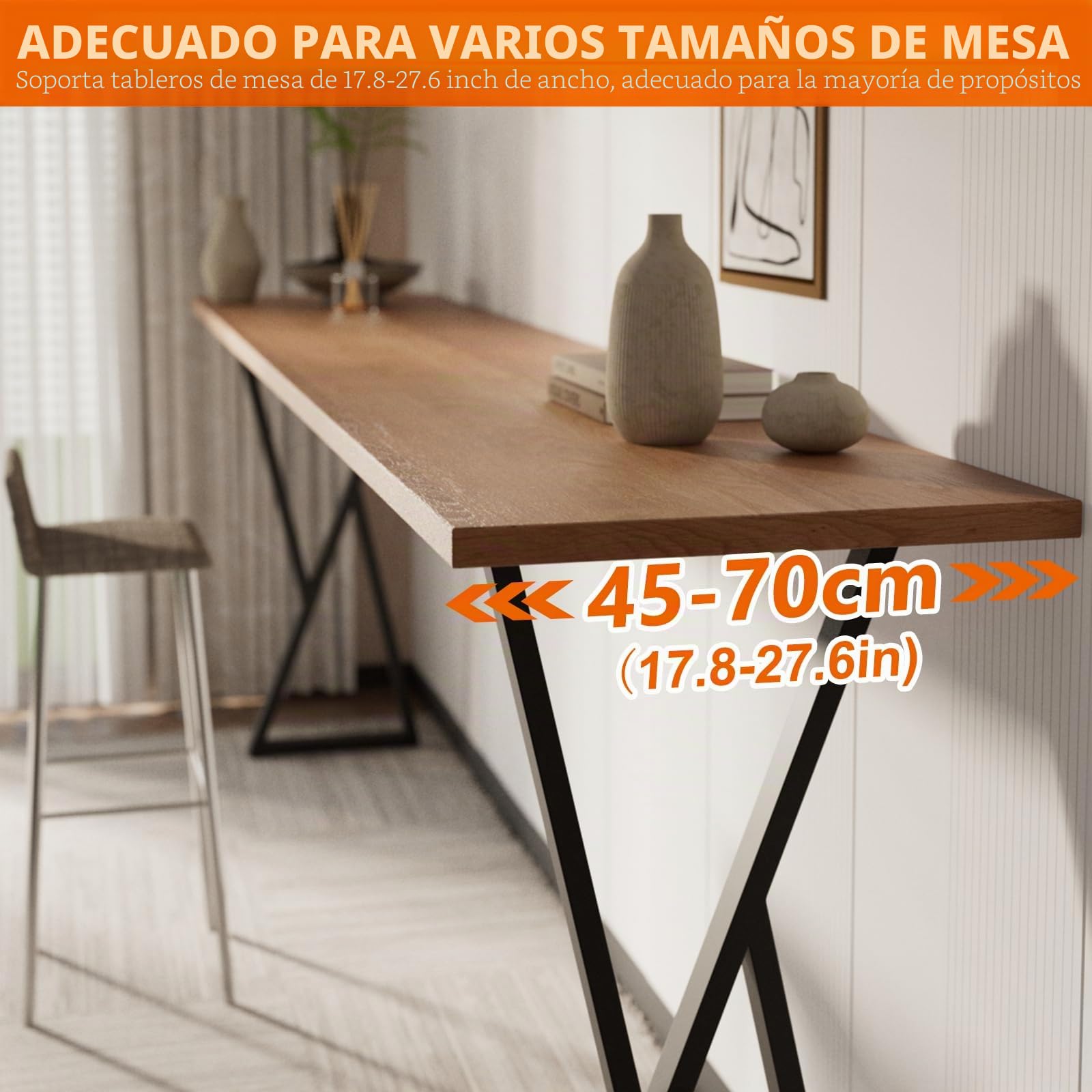 Homtone Patas de mesa de metal, 2 patas de metal industrial, patas de acero al carbono para manualidades, escritorio, mesa de comedor, mesa de centro y proyectos de muebles (H105 x W45 cm, forma en X)