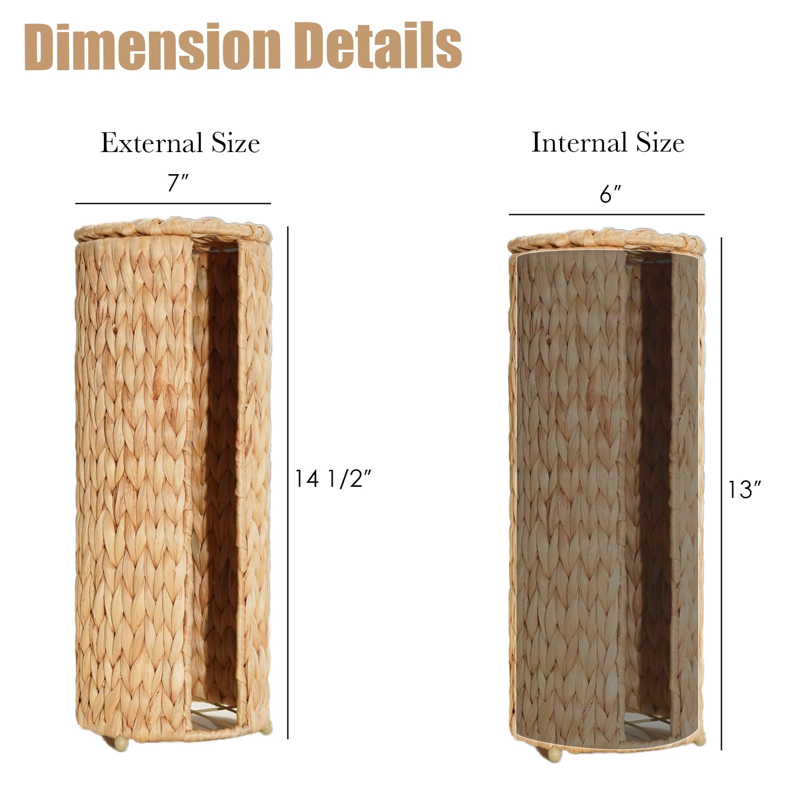 Porte-Rouleau Papier Toilette Jacinthe D'Eau Naturel | Rangement Multifonction 4 Rouleaux + Produits Salle De Bain | HE62