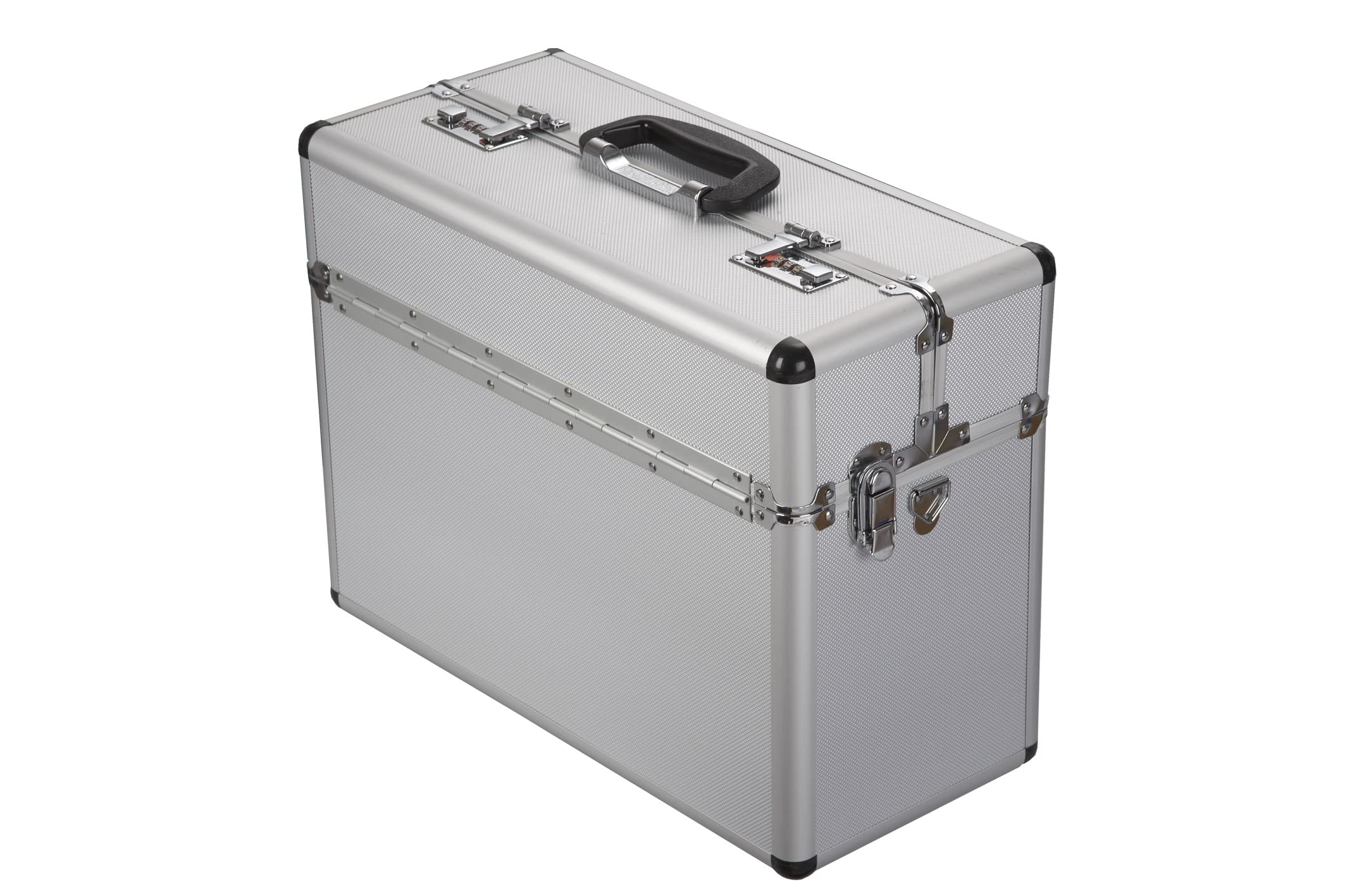 ALUTEC Pilotenkoffer (Aluminium Koffer, Innenmaße 435x340x1950 mm, ergonomischer Griff, mit Dokumentenfach, Stiftehalter, Fach für Visitenkarten, Deckel nach Oben öffnend) 61800