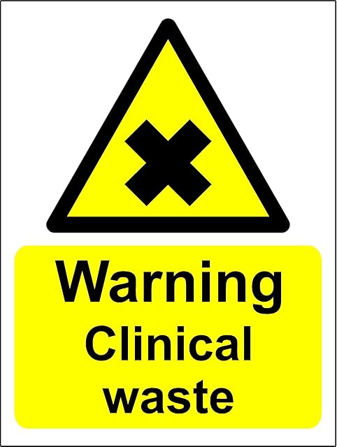 Clinical Waste - Warning Sign - Self Adhesive Vinyl 150mm x 200mm