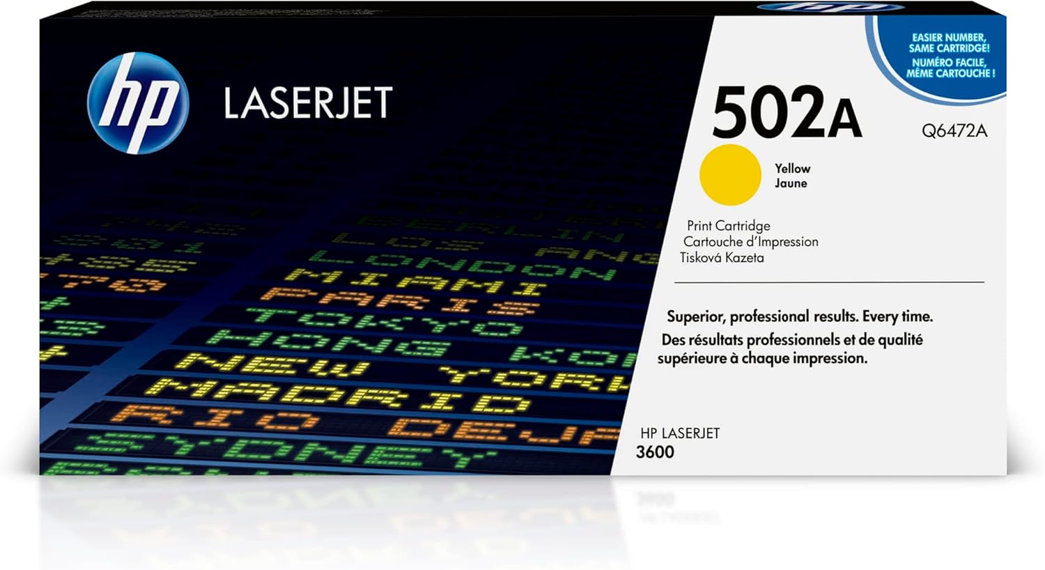 HP Original 502A Yellow Toner Cartridge | Works Color LaserJet 3600 Series | Q6472A