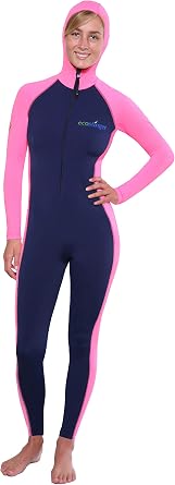 EcoStinger Women Full Body Stinger Suit with Hood UV Protection Swimsuit UPF50+ Navy Pink