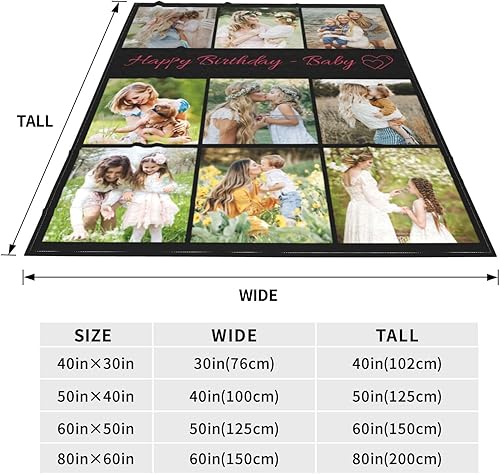 Miniatura 3 de Manta personalizada con texto y fotos, manta personalizada para cumpleaños de adultos y niños, boda, Navidad, Halloween, Día del Padre, Día de la