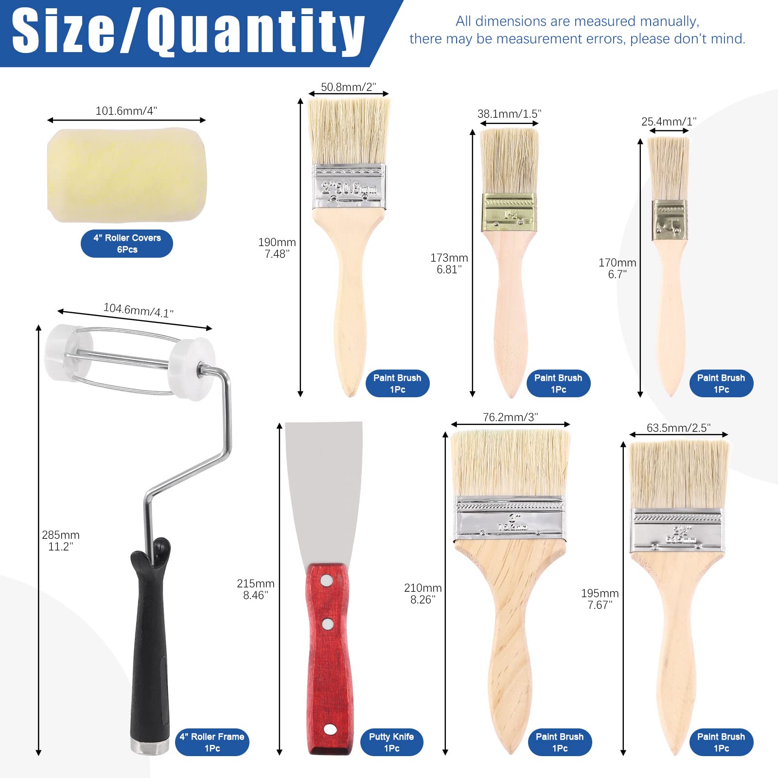 Kit Pittura 13 Pezzi Glarks - Con Rullo, Pennelli E Coltello Stucco, Per Lavori Domestici - Foto 4