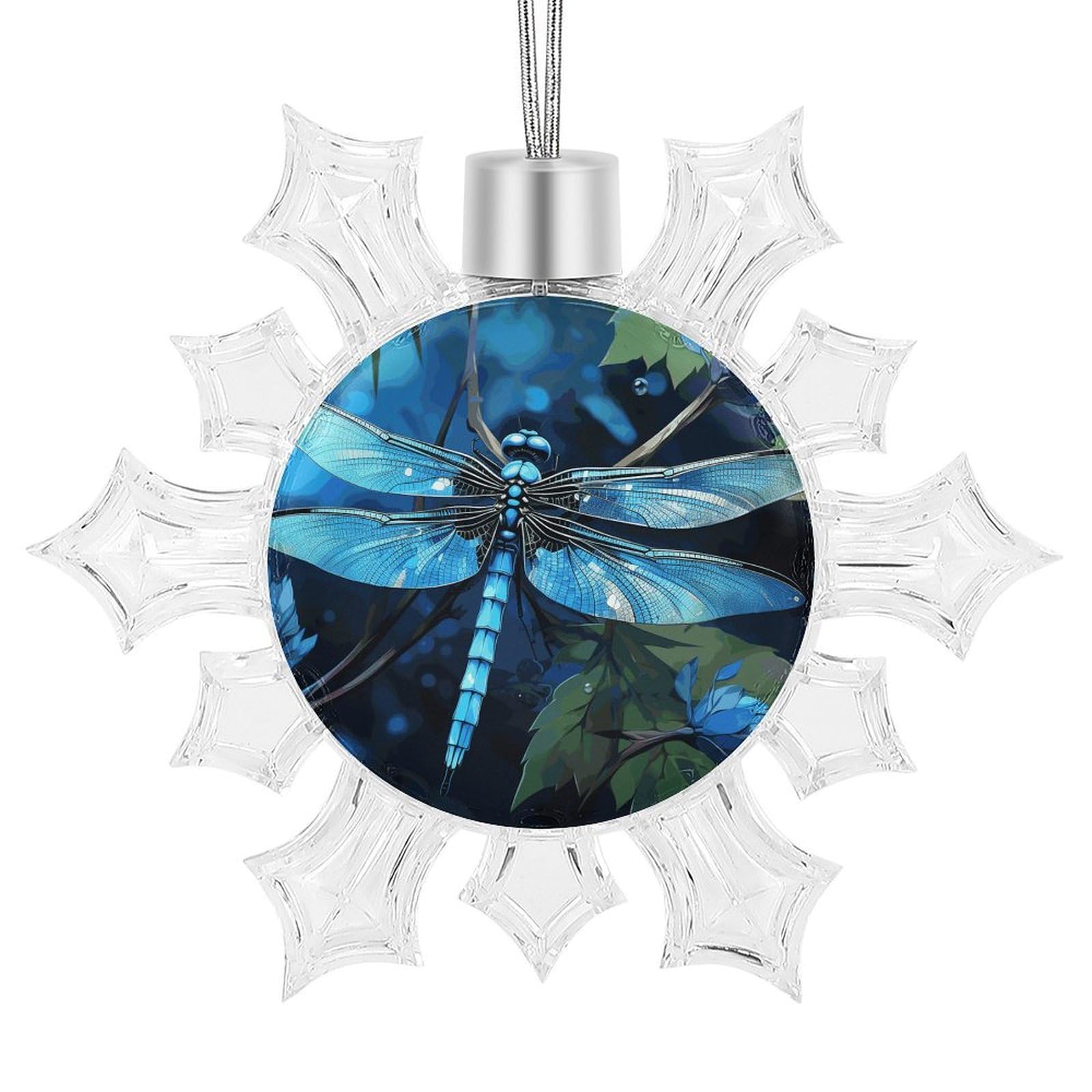 Art Blue Dragonfly Snowflake Ornaments Cute Snowflake Pendant Exquisite Christmas Tree Ornaments for Christmas Weddings New Year Birthday Holiday Celebration