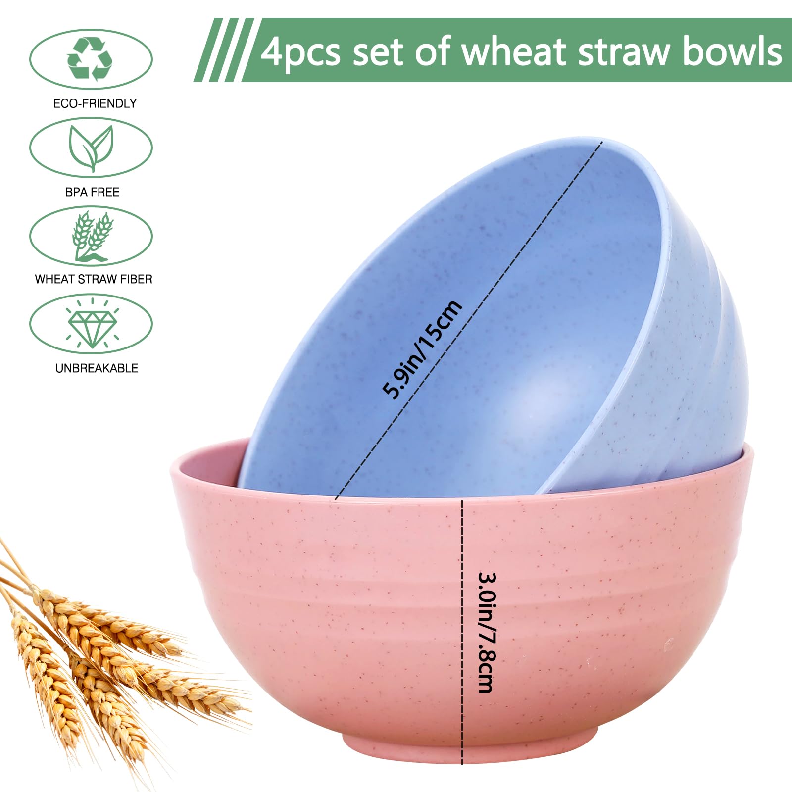 DUOLUV Unbreakable Wheat Straw Bowls - FREE SHIPPING -2 DUOLUV Unbreakable Wheat Straw Bowls - FREE SHIPPING -2