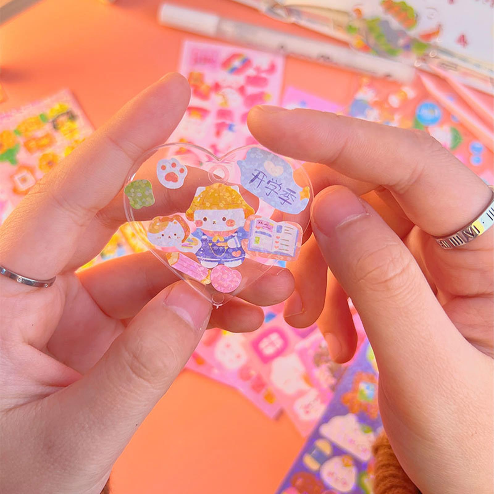 Amazon.com: 16 Sheets Korean Deco Stickers Set, Colorful Glitter