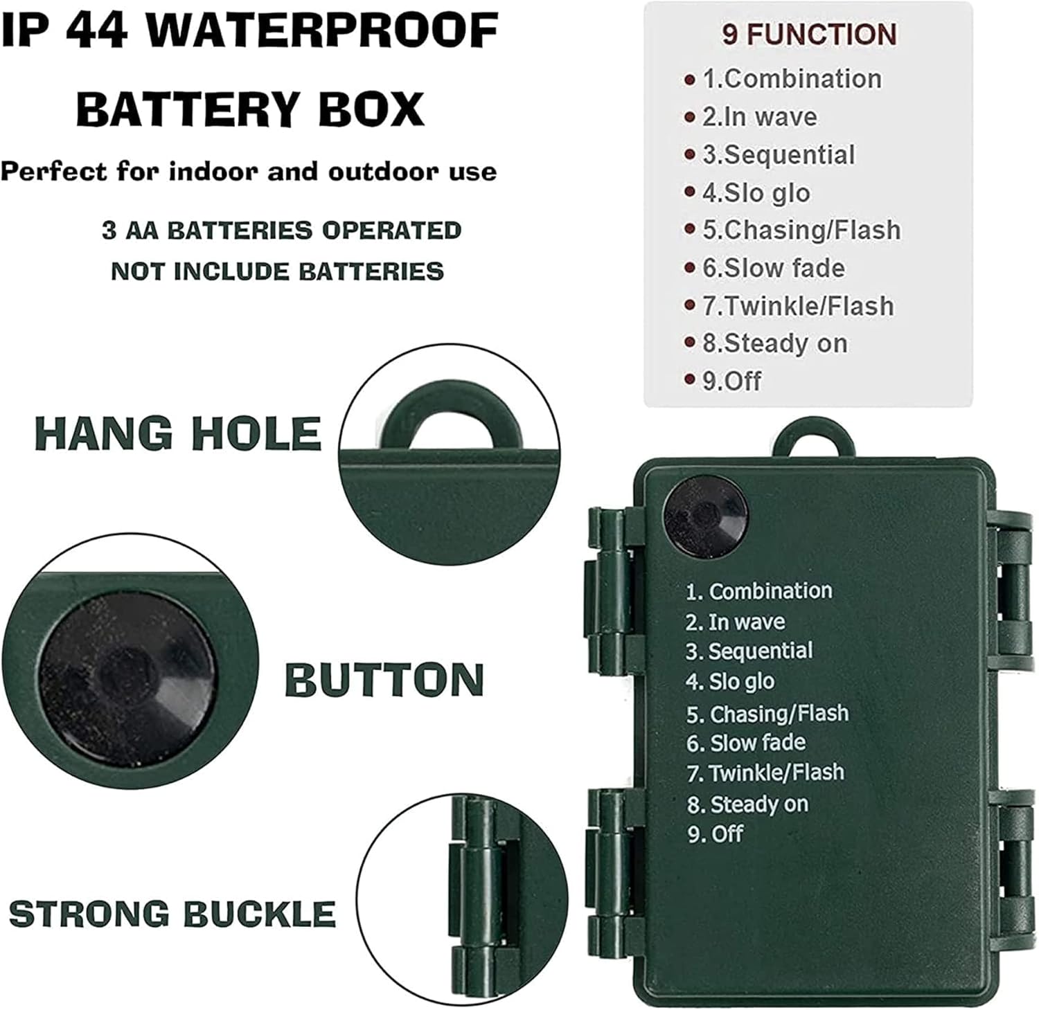 TW SHINE Battery Operated Christmas Lights, 50 LED 16FT Christmas Lights Outdoor, Waterproof Mini String Lights with 8 Modes, Christmas Decorations for Indoor Patio Party Decor, Warm White