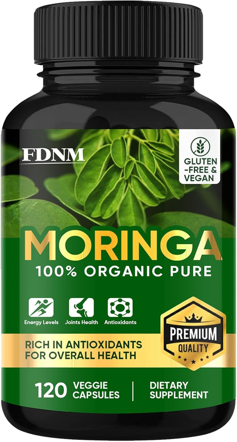 Moringa Capsules, 120 Organic Moringa Capsules, Supplement for Immune Boosting & Gut Health, Antioxidant-Rich, Moringas Pure Capsule Support for Vitality & Daily Energy, Non-GMO, Gluten-Free