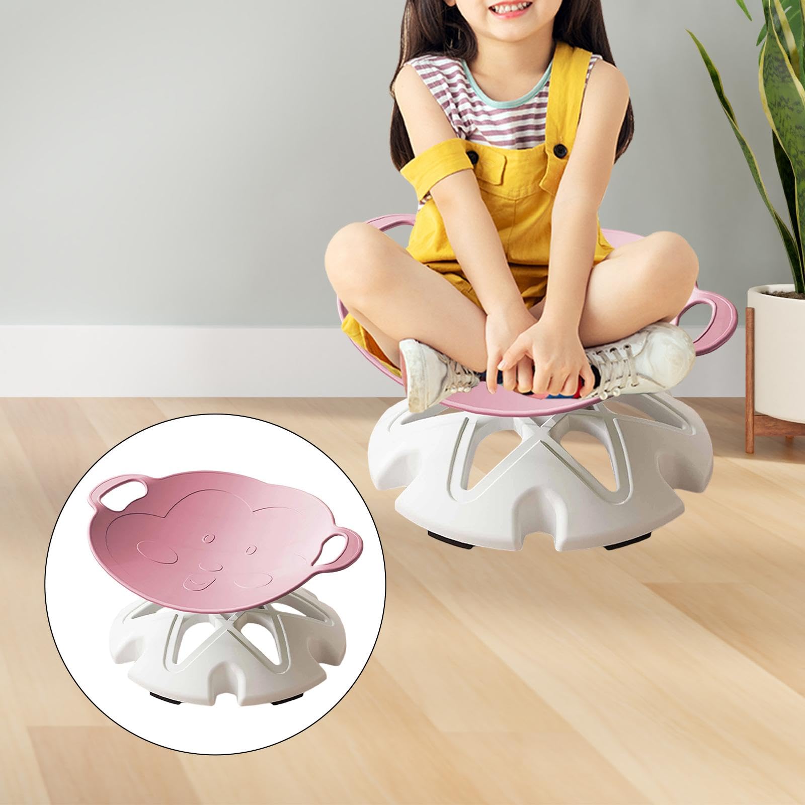 Colcolo Drehbarer Kinderstuhl, Sitz- und Drehfunktion, Spielstuhl für drinnen und draußen, sensorisches Spielzeug, drehbarer Hocker für Kleinkinder, Jungen, Rosa