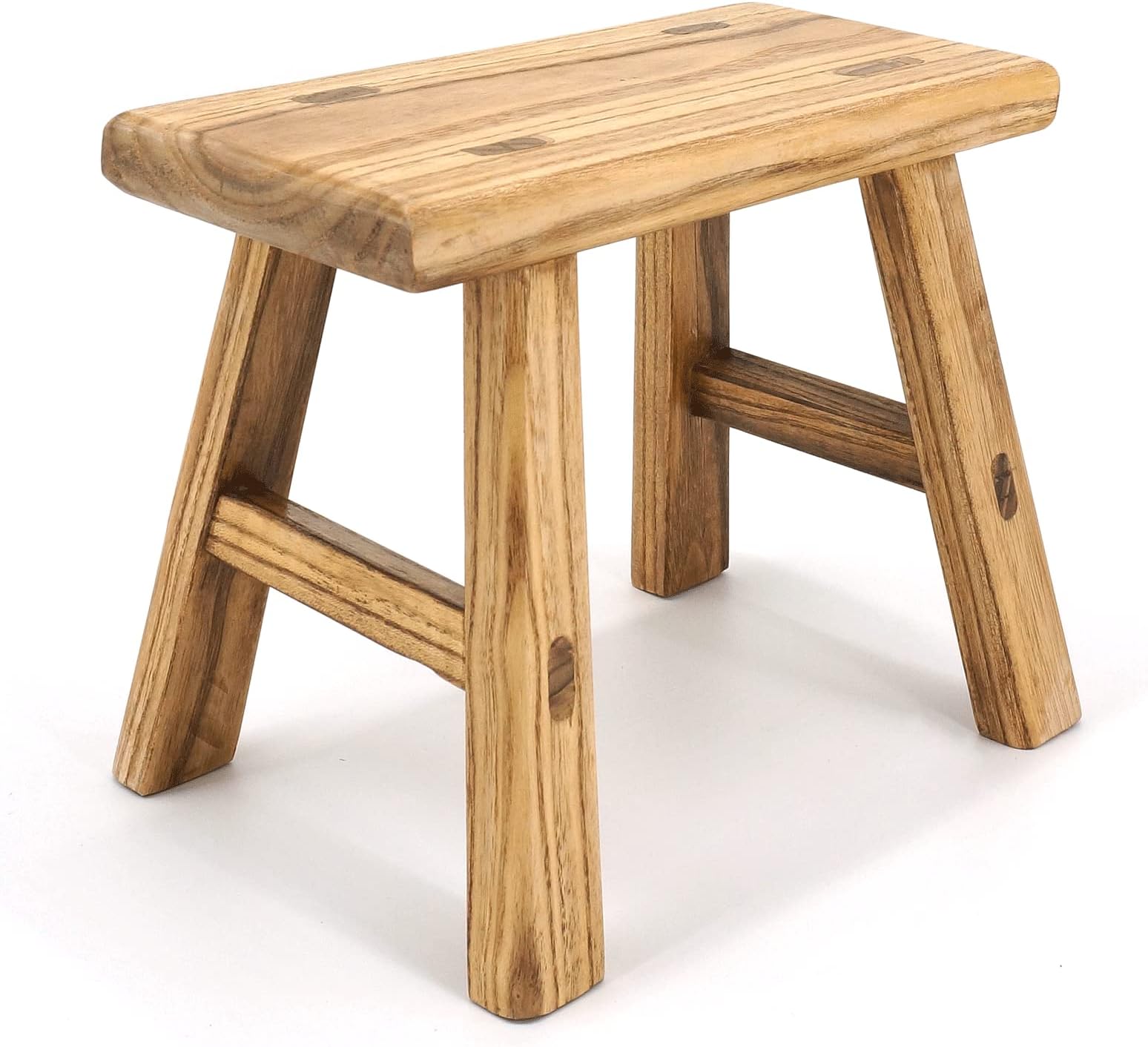 ANQILEE Handmade Solid Wood Stool Milking Stool 10" Height Wooden Step Stool Simple Wooden