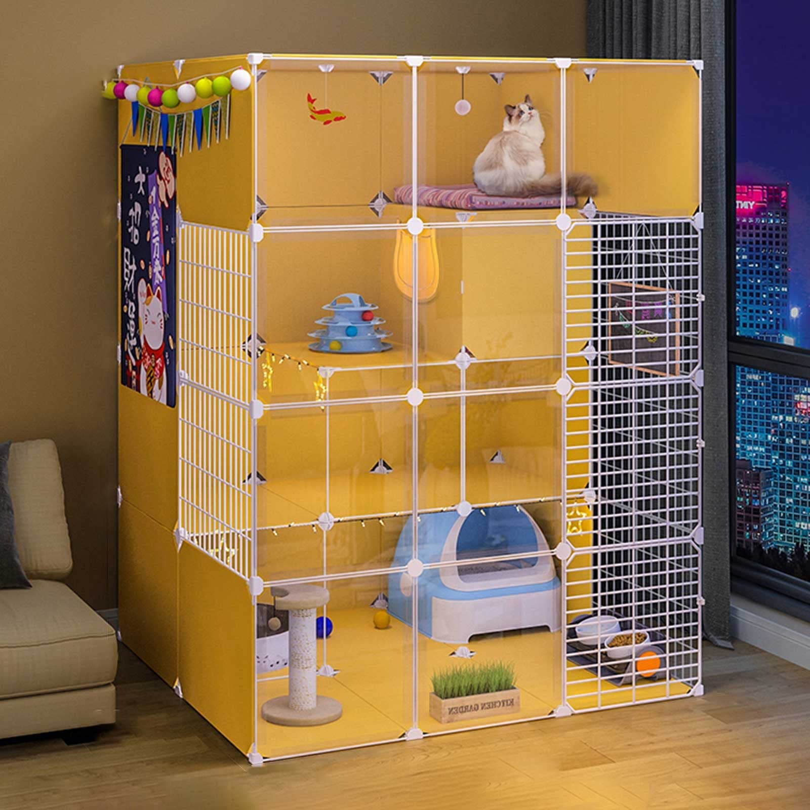 Enclos pour chat amovible et grand chenil d'intérieur modulable