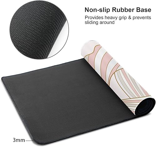 Miniatura 4 de Alfombrilla de ratón de color rosa con diseño de línea de oro rosa para juegos XL, alfombrilla de escritorio grande larga extendida para teclado