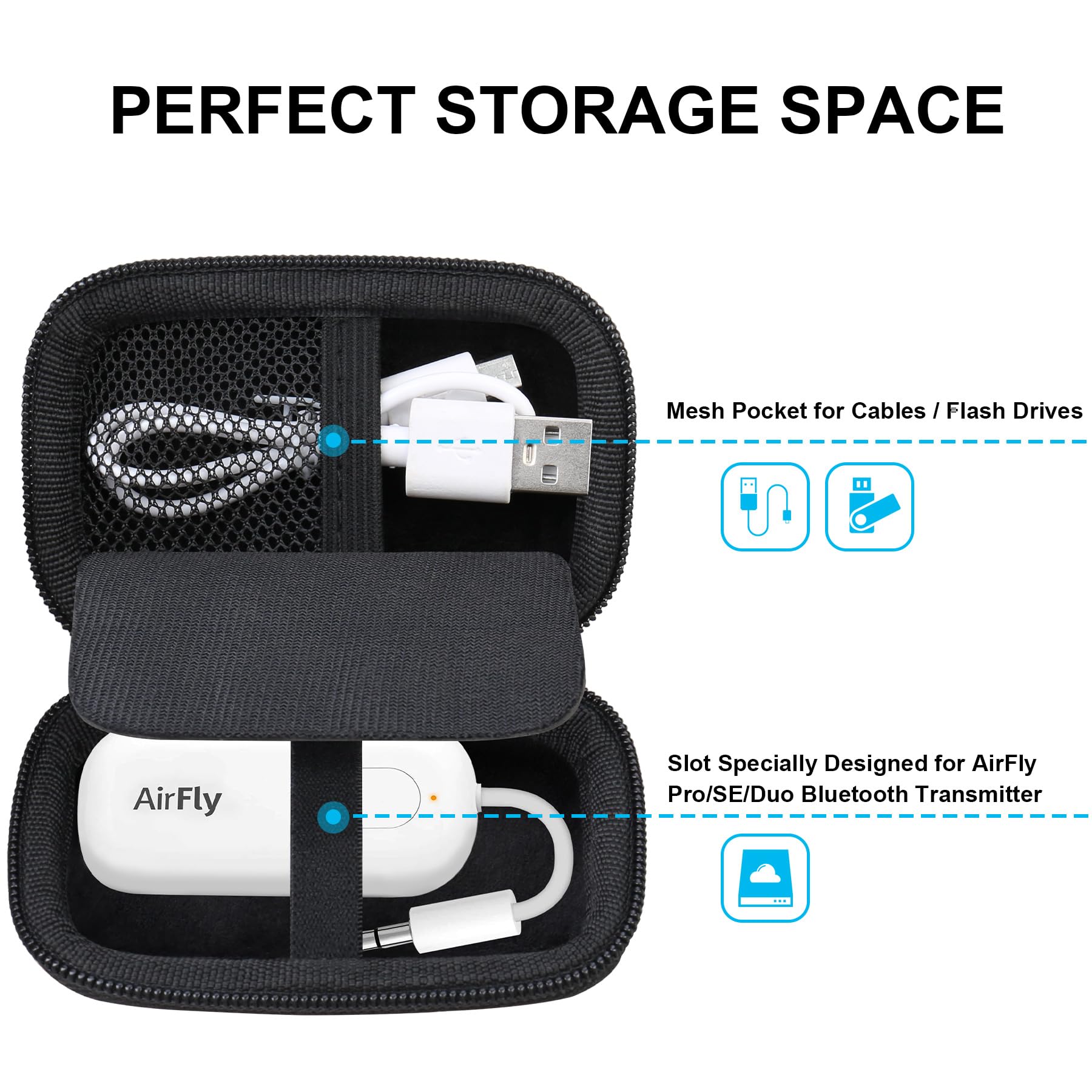 Hartschalen-EVA-Schutzhülle Für AirFly & Bluetooth-Transmitter – Perfekte Reise-Tasche Mit Doppelschutz (7x6x3 Cm)