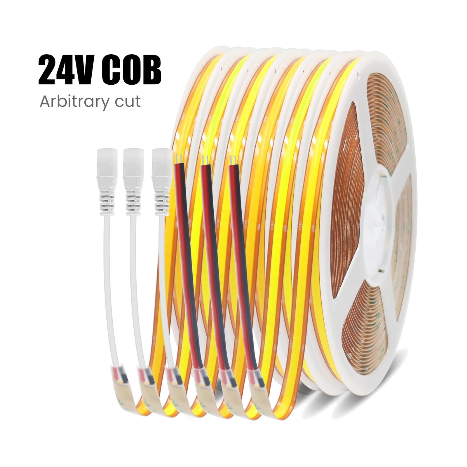 Striscia LED COB autoadesiva 24V ad alta densità tagliabile(White with DC,12m)