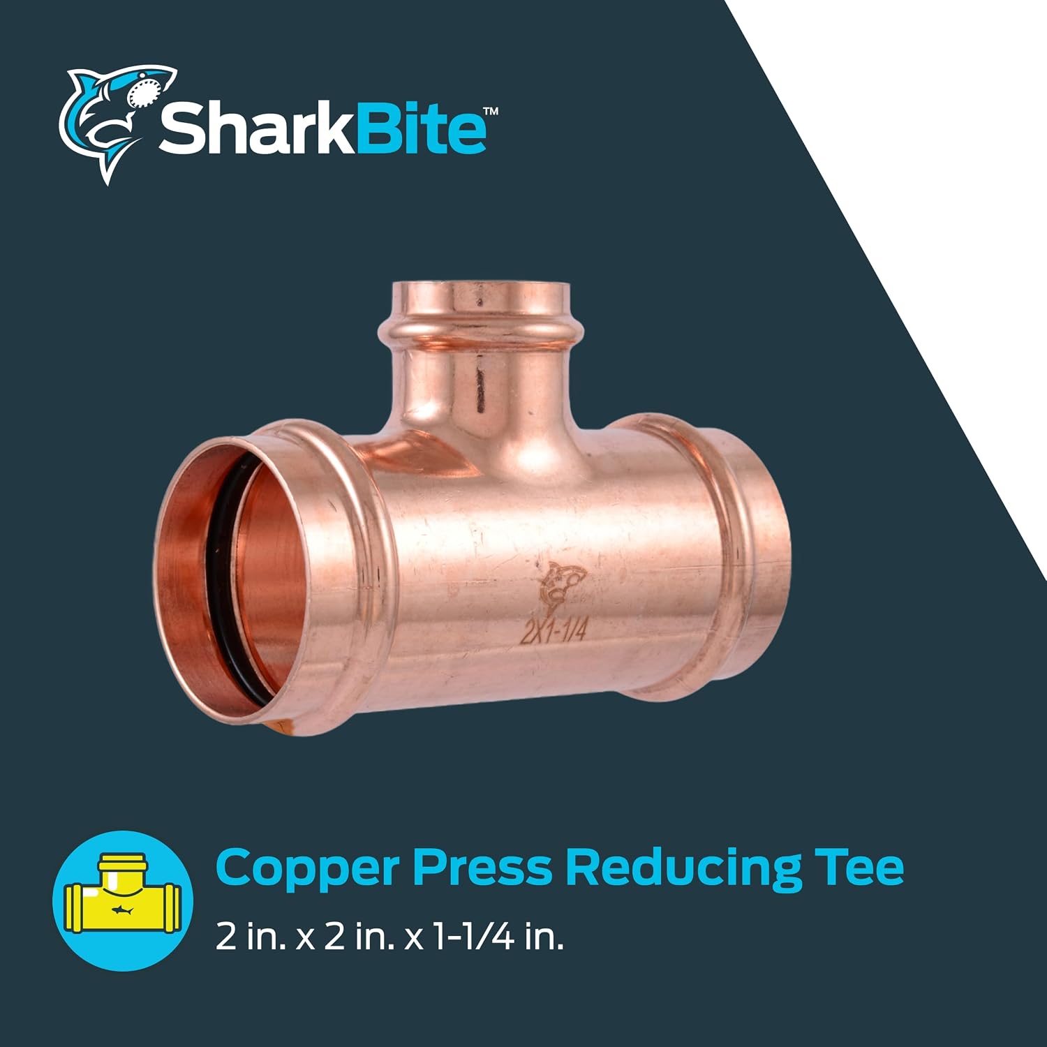 SharkBite 2 x 2 x 1-1/4 Inch Reducing Tee, Copper Press Plumbing Fitting, UPR08545435