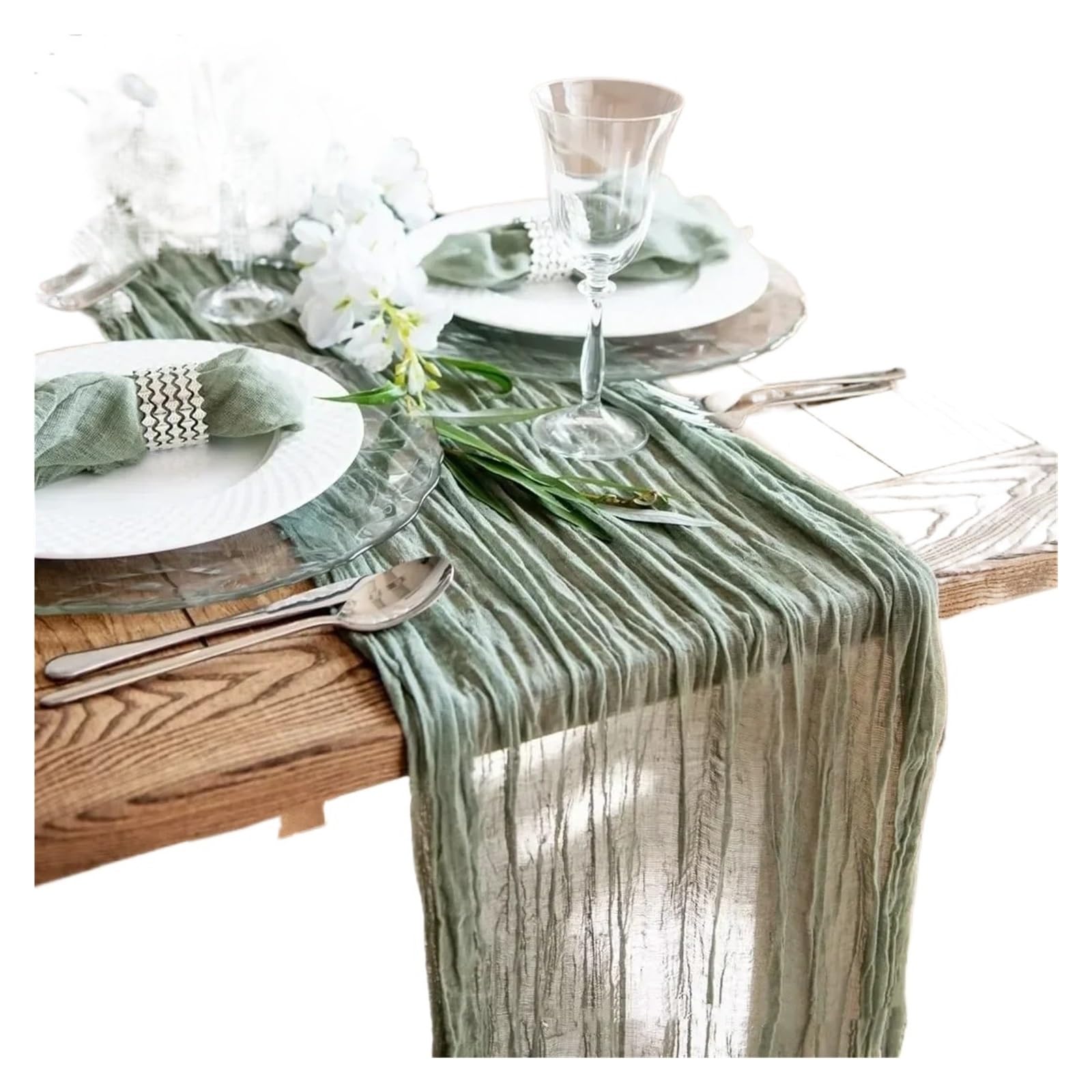 Chiffon Table Runner Striped Table Runner - & Versatile Decor For Holidays, Celebrations, & Home(Grenn,90x300cm)