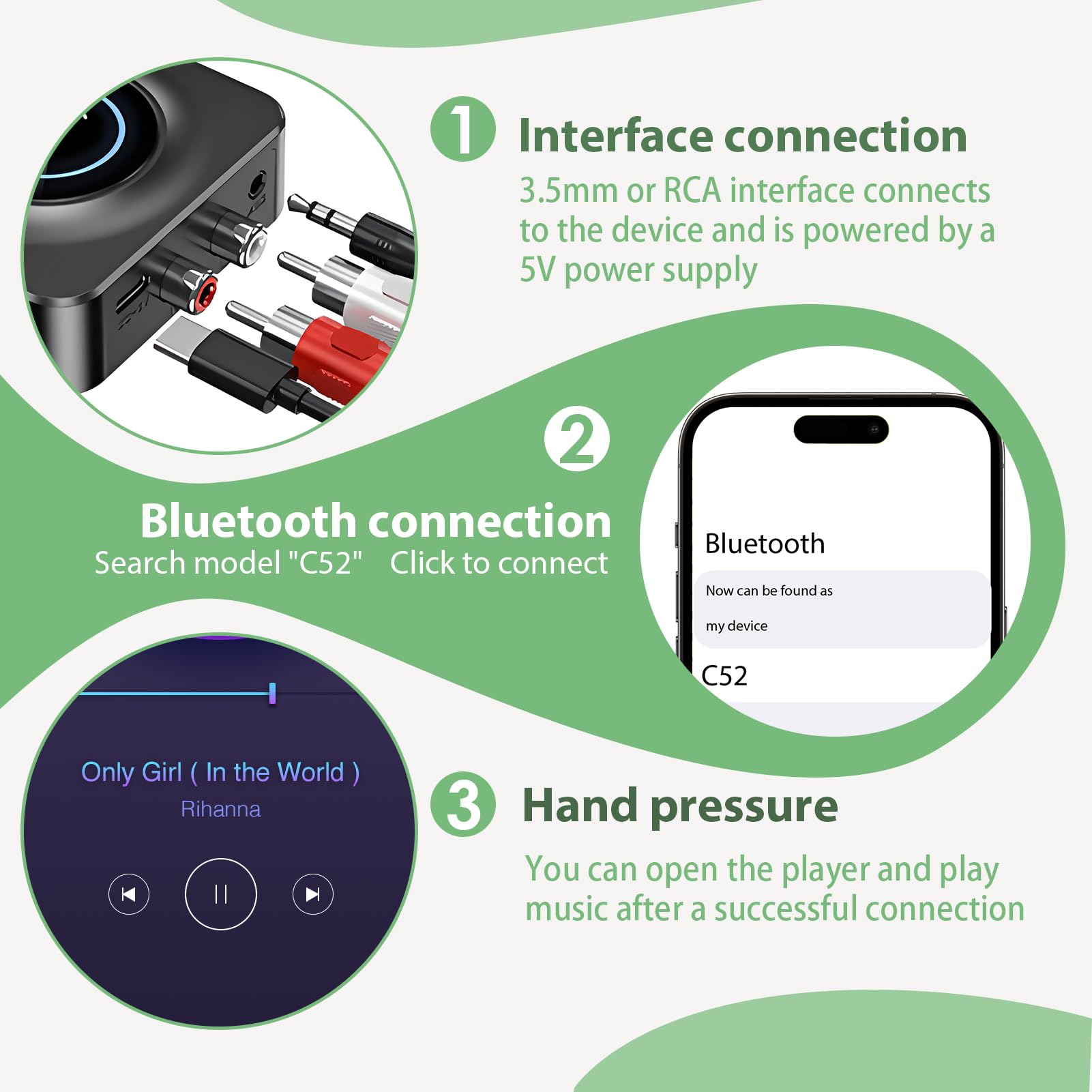 Récepteur Bluetooth 5.1 Pour Chaîne Hi-fi - Connexion RCA Ou Jack 3.5 Mm, Batterie 12h, Portée 30m, Mode Bass - 2