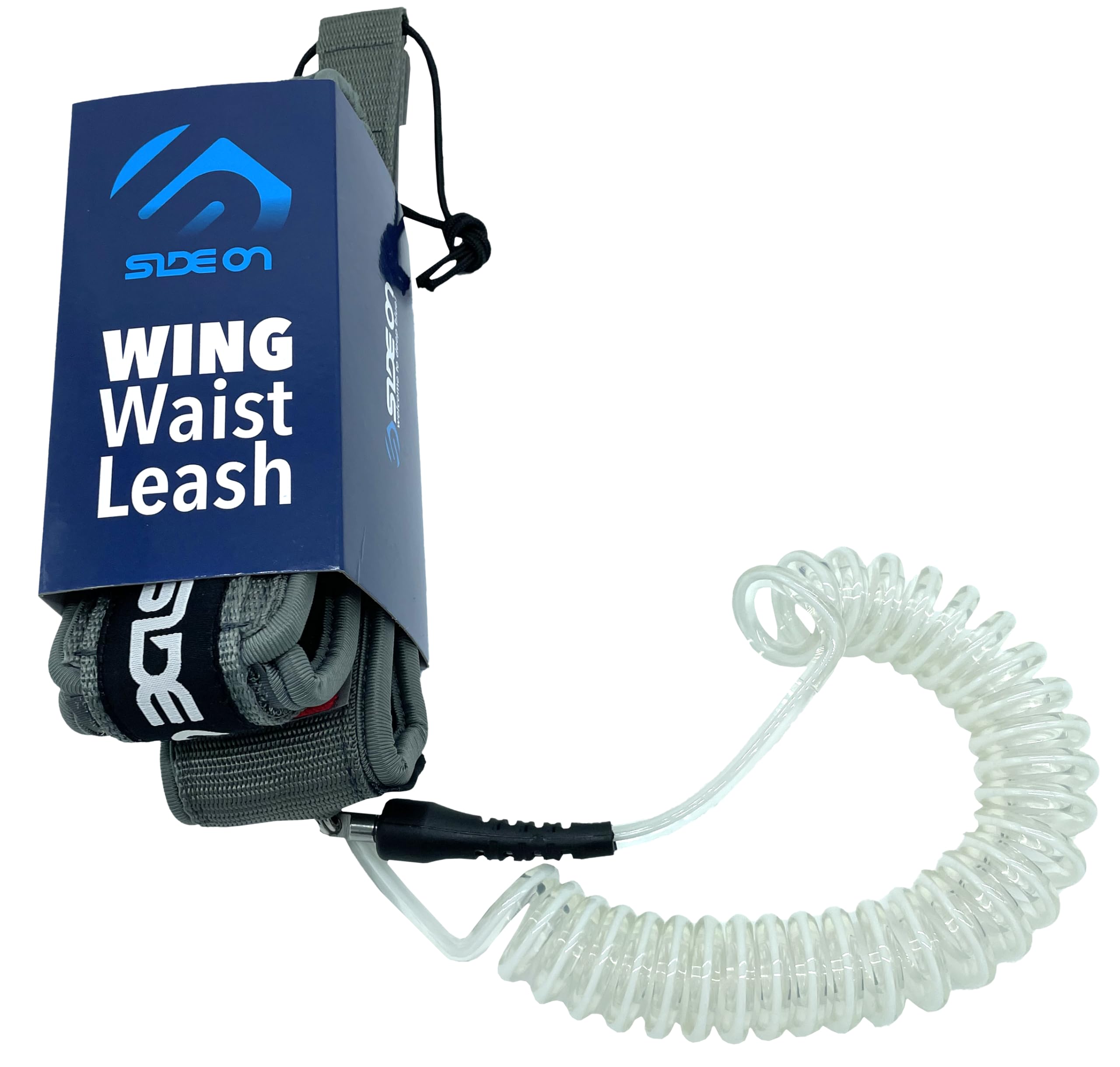 SIDEON Wing Waist Leash, Ceinture de Wing Foil avec Cordon Spiralé, Gris et Transparent