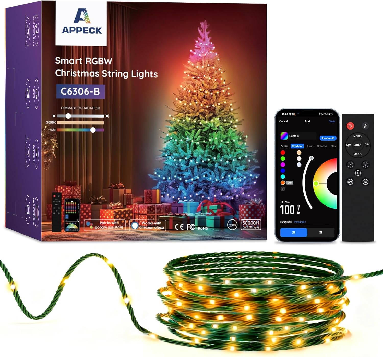 APPECK Christmas String Lights,66...