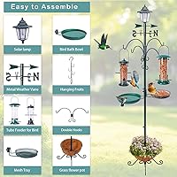 Vista 5 de Yinns Comedero para pájaros con poste al aire libre, gancho de pastor para comedero de pájaros, alimentador múltiple colgante con lámpara solar