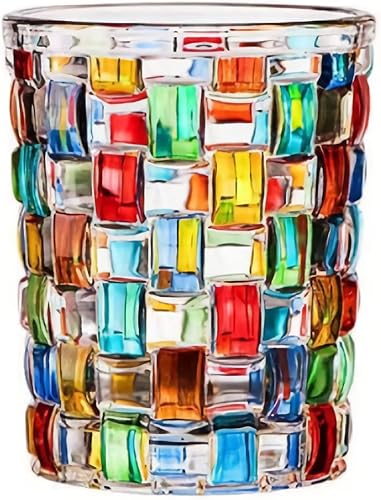 Miniatura 1 de KNC Vasos de whisky pintados a mano, 10 onzas, románticos confeti arcoíris de colores, idea de regalo para ella, bar en casa, bodas (tejido (9.4