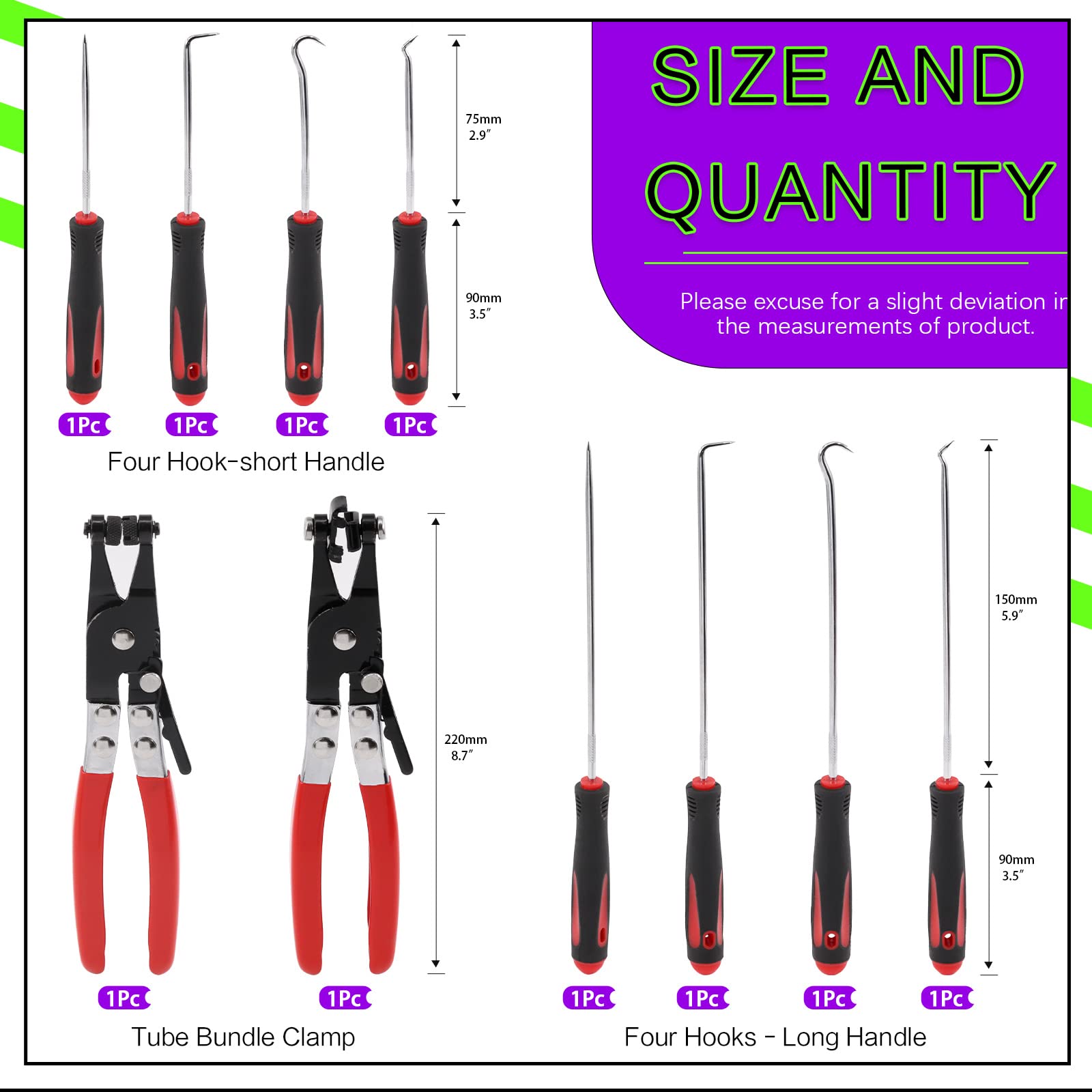 Swpeet 10Pcs Hose Removal Hook Set including Hose Clamp Plier Set - Image 2