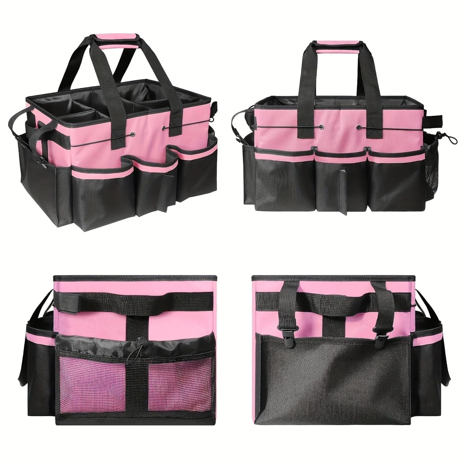 Reinigungs-Caddy-Tasche Robuste Aufbewahrungstasche for Reinigungswerkzeuge. Multifunktionale Werkzeugtasche. Große Kapazität. aus Oxford-Stoff(Pink)