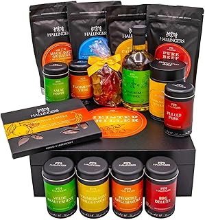 Hallingers Genuss Manufaktur Gourmet Geschenk-Set in edler Box als Geschenkkorb für Grillfans, Gewürze Set "Meistergriller", Geschenkidee für Männer & Frauen, auch zu Weihnachten