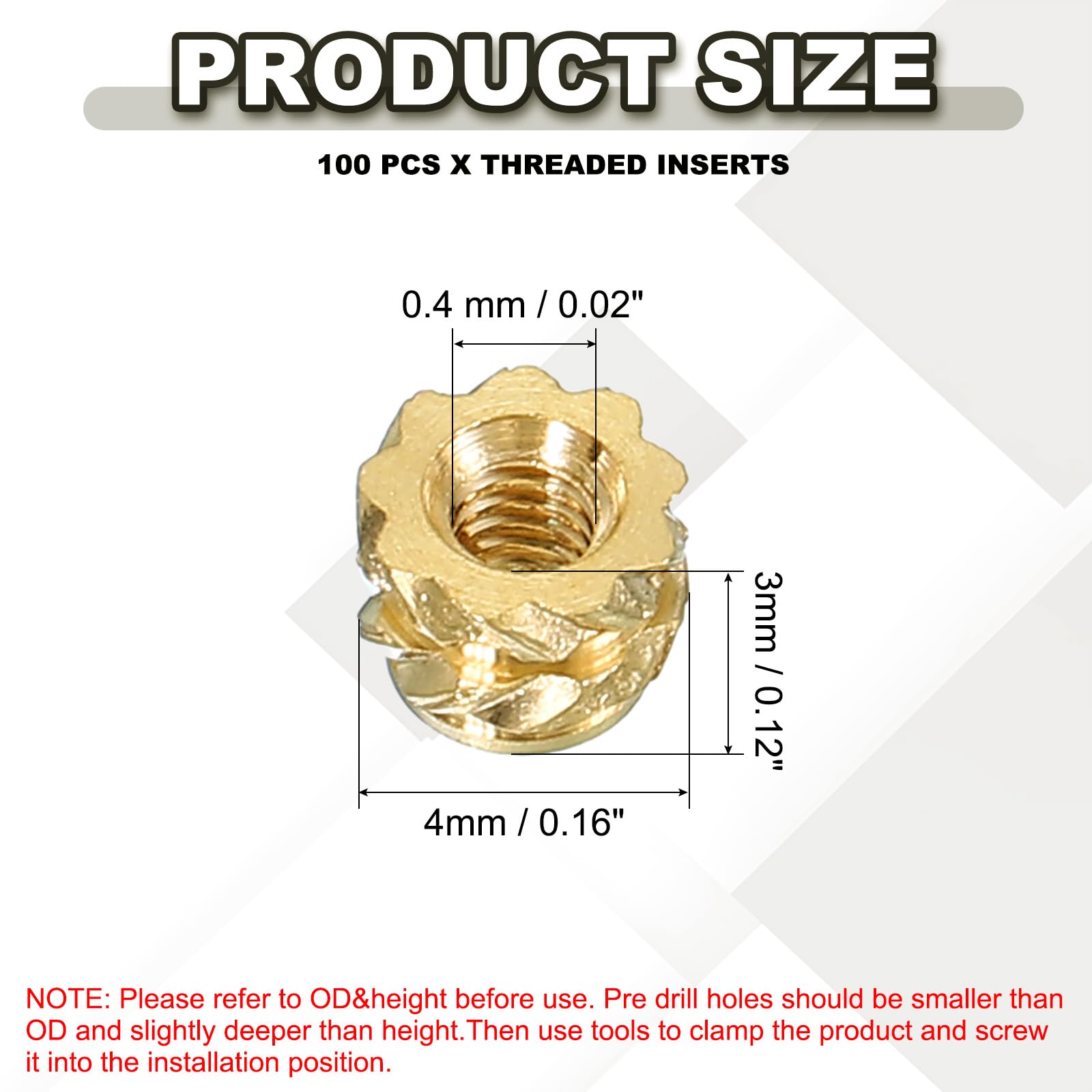 PATIKIL M2 Threaded Inserts M2x3x4mm - Image 2