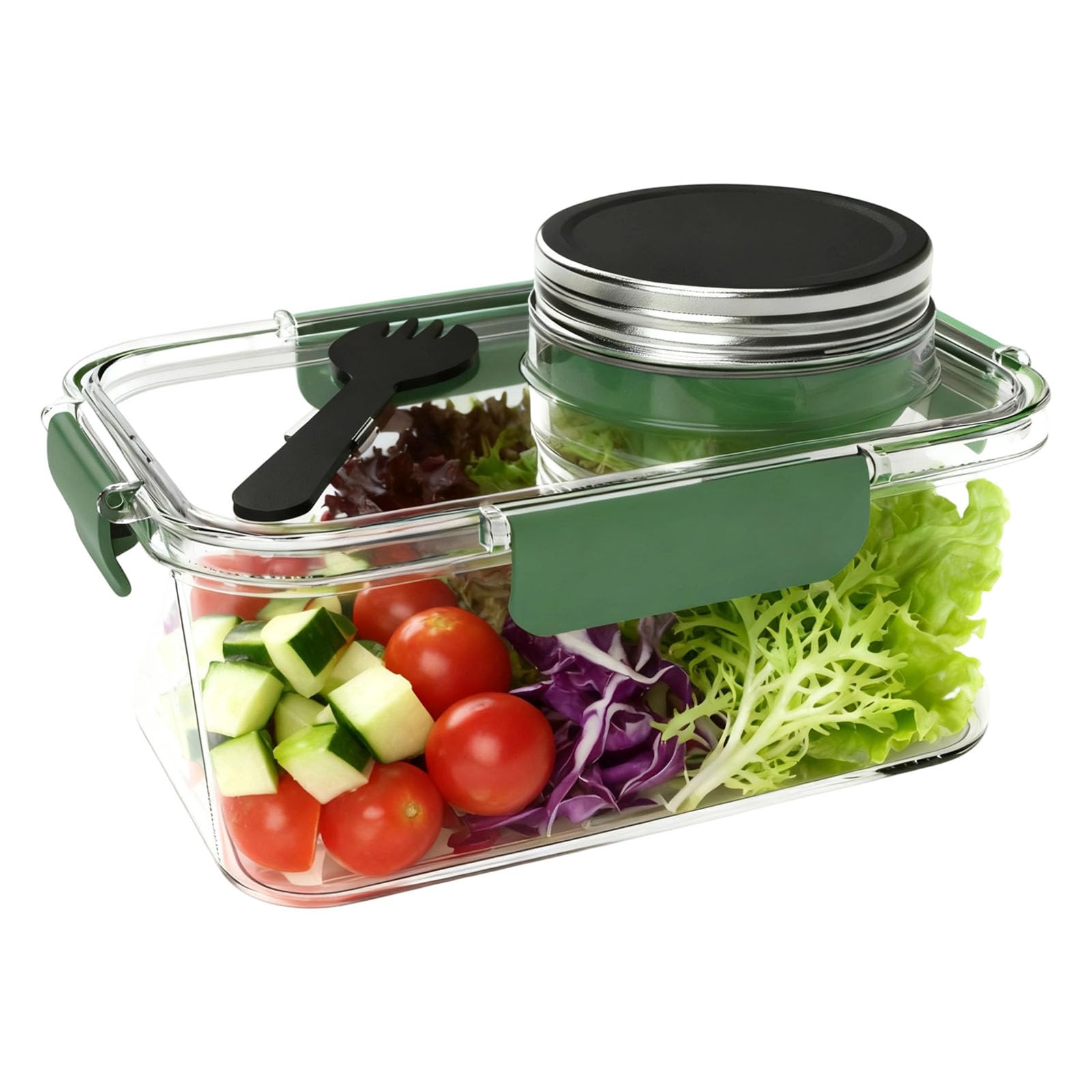 jiingekk Salad and Snacks Holder with Spill Seasoning Pocket Easy Eating Portable Container Box