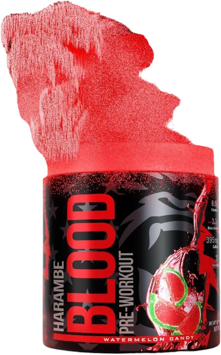 Harambe Pre Workout ✮ Extreme Preworkout Supplement for Men & Women ✮ Strong Pre Workout Powder ✮ 395mg Caffeine with Dynamine ✮ Best High Stim Pre-Workout for Pumps, Energy & Focus (Watermelon Candy)