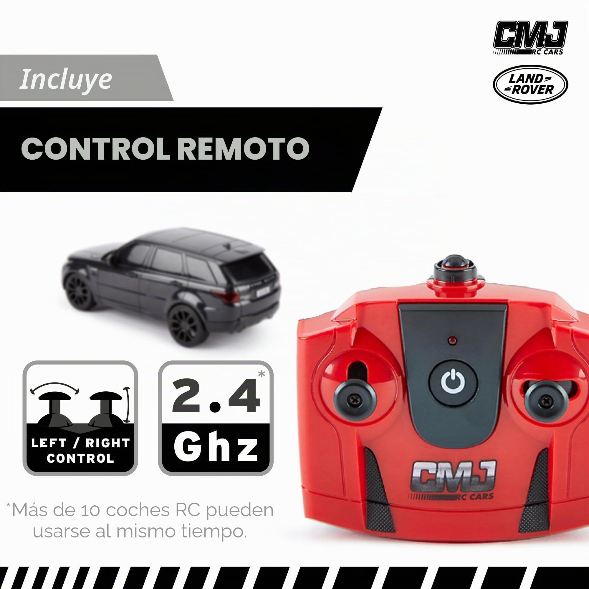 CMJ RC Range Rover Sport Luces LED de Rango de superdeportivo con Control Remoto, 2.4ghz. Carrera 10 Juntos - Range Rover Sport 1:24 (Negro)