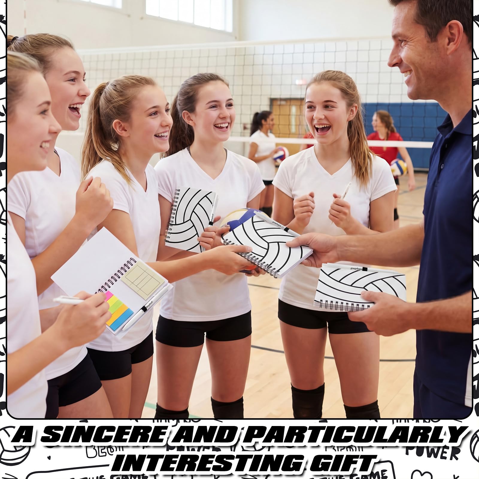 Resurhang Volleyball-Notizbuch, Geschenke, Volleyball-Spiralnotizbuch, Kugelschreiber für Coaching-Zubehör, Trainer-Geschenke, Team-Party-Spieler, Sportliebhaber, Partyzubehör, 12 Sets