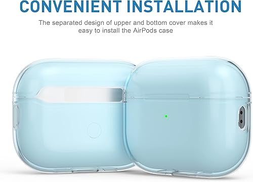 Miniatura 4 de Valkit Funda para AirPods Pro de 2 generación, funda protectora de TPU transparente con indicador LED, cordón portátil, bolígrafo de limpieza, bolsa