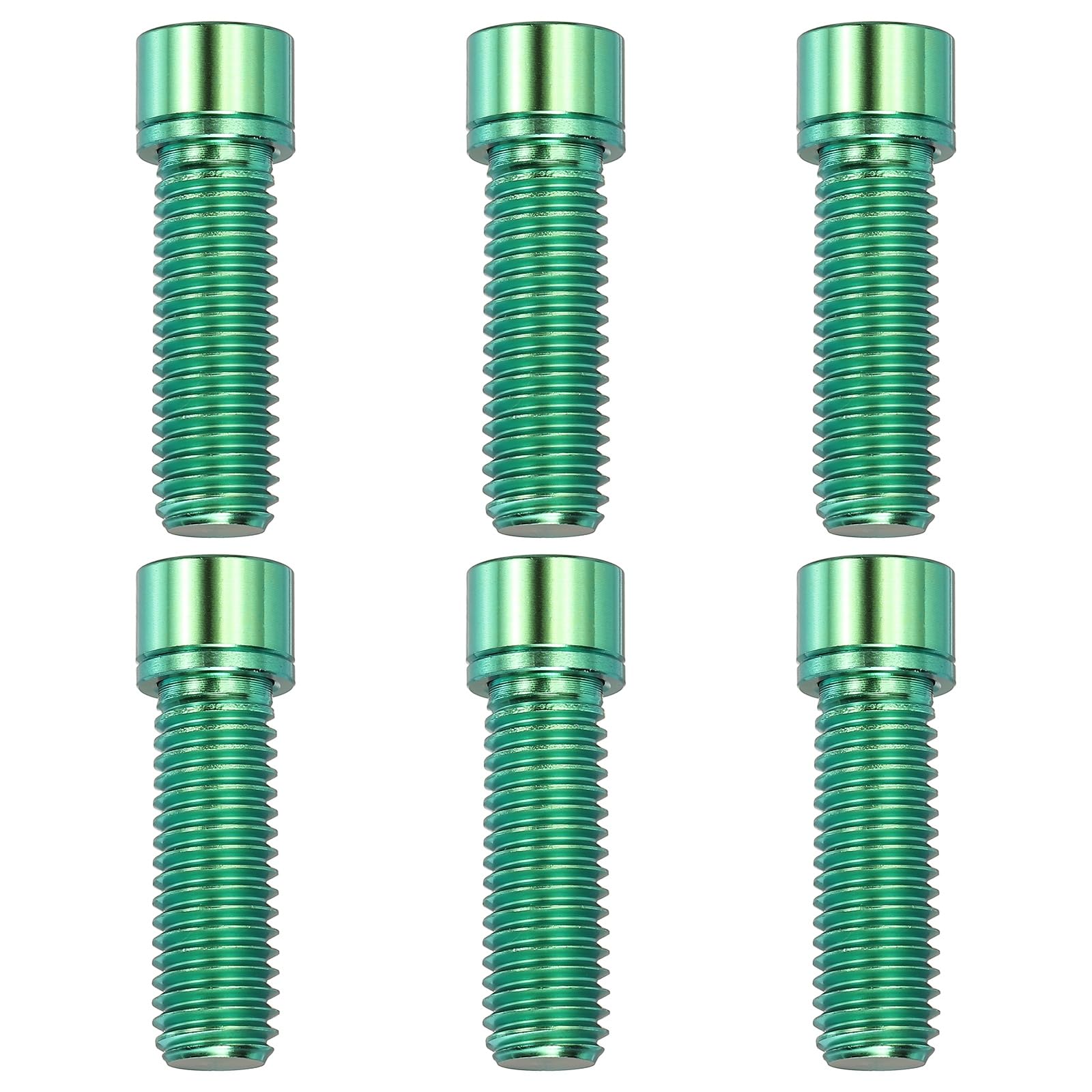 YELARXI Titanium Bicycle Stem Bolt, M8x25mm Hex Socket Head Bolt with Washer Anti-Corrosion Screw 6Pcs & Green-Fitting For(Bicycle/MTB/Road/Mountain Bike Stem Fixing Part)