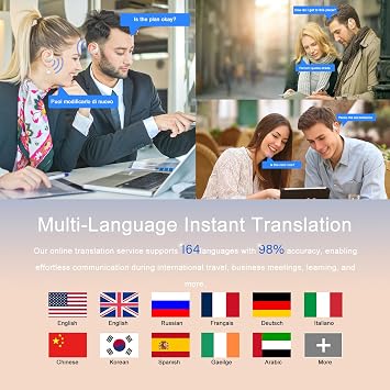 AI Headphones Translator 3-in-1 Bluetooth 5.4 Real Time Voice Translator Headphones 164 Languages with App 75 Hours Translator Earphones with Ear Hooks and ENC Mic 6 Translation Modes for Business Camel