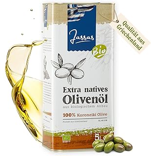 Jassas Bio Olivenöl 5L - 100% Bio Koroneiki Oliven - Neue Ernte 25/26 - extra nativ - fruchtig & aromatisch - GR-BIO-17 - Qualität aus Griechenland