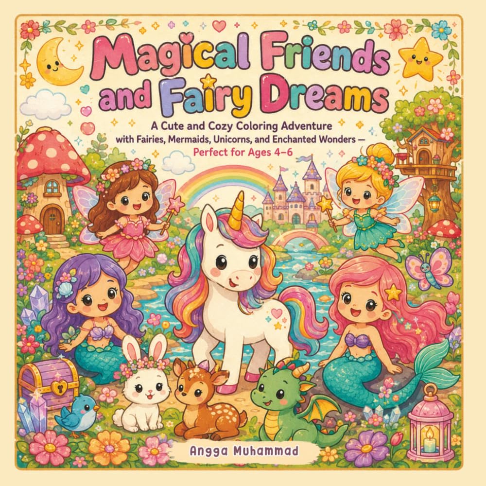 Magical Friends and Fairy Dreams: A Cute and Cozy Coloring Adventure with Fairies, Mermaids, Unicorns, and Enchanted Wonders — Perfect for Ages 4–6