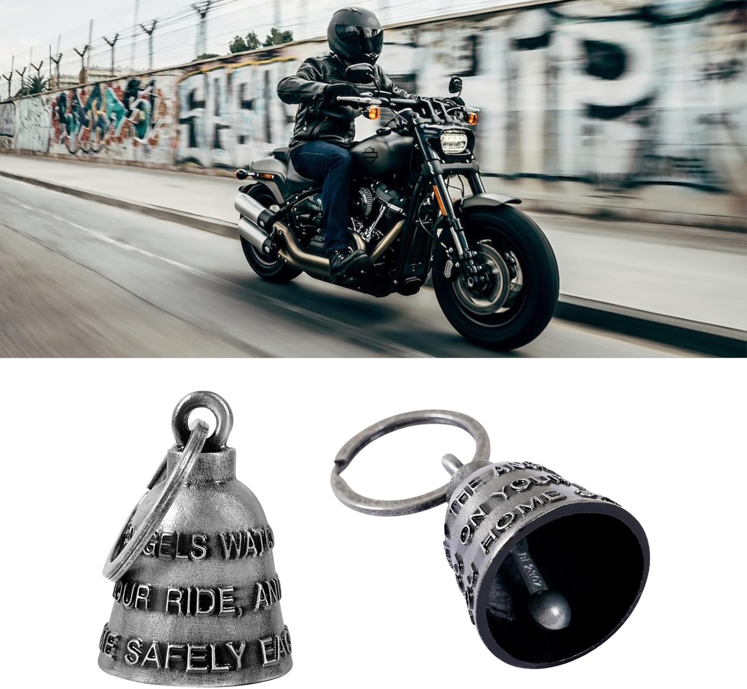 Motorcycle Bell for Biker Good Luck Riding Bells with Hanger Motorcycle Accessory or Keychain for Luck Rider Gift - Image 7