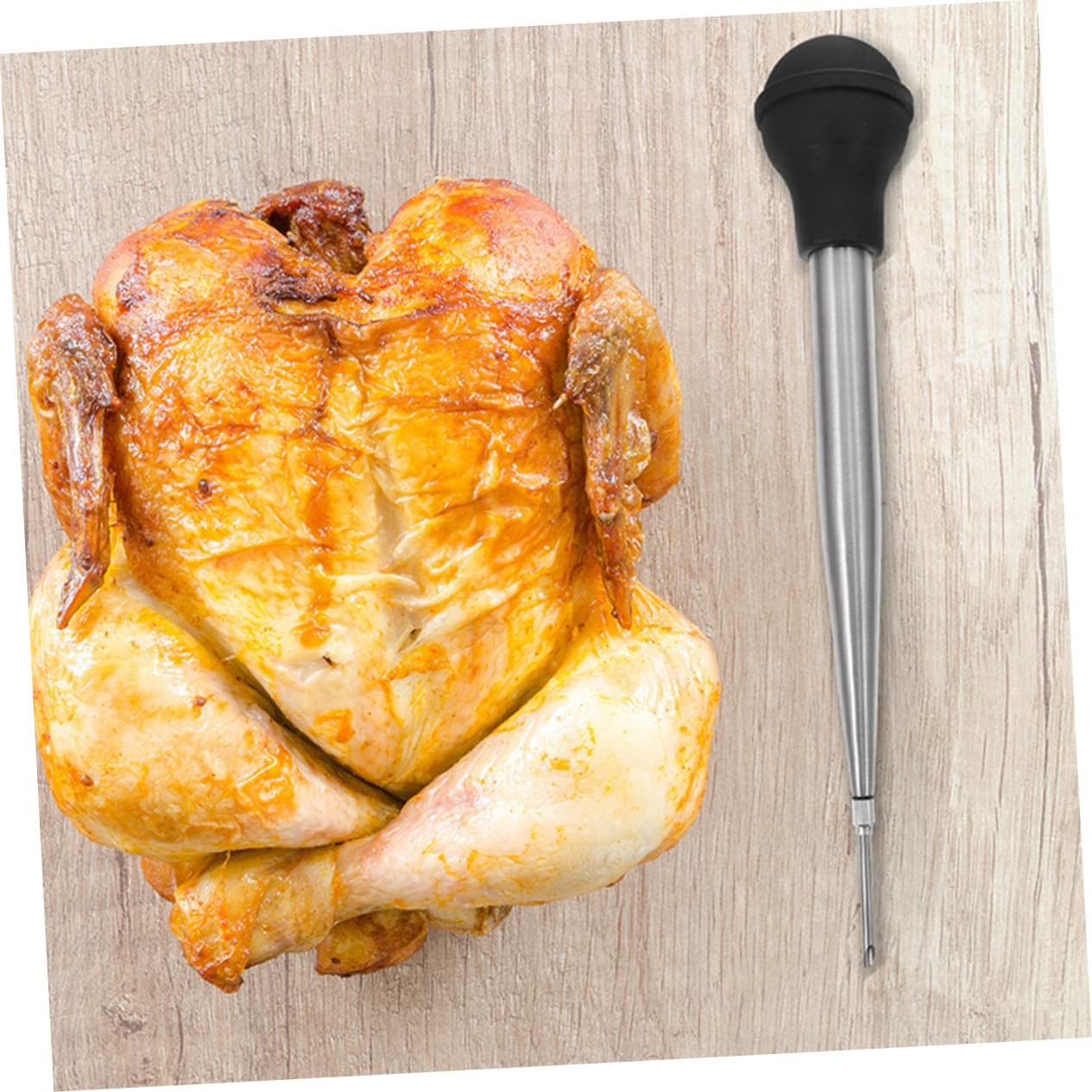 Barbecue Meat Injector Tool Stainless Steel Marinade Pump for Turkey Chicken and Pork Easy to Use Reusable Kitchen Gadget for Flavorful Cooking