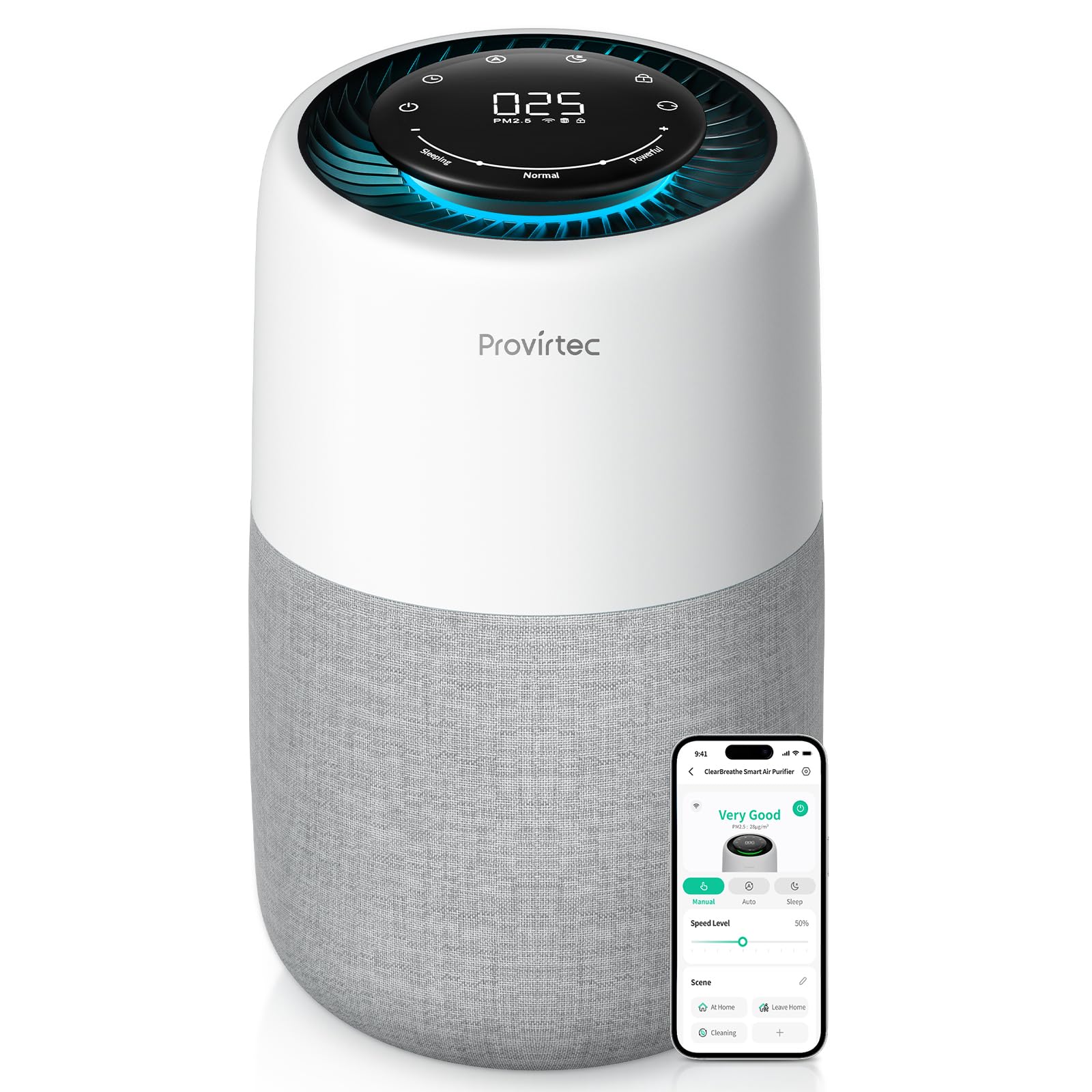 Purificateur d'air automatique Wi-Fi avec moniteur PM2.5 intelligent
