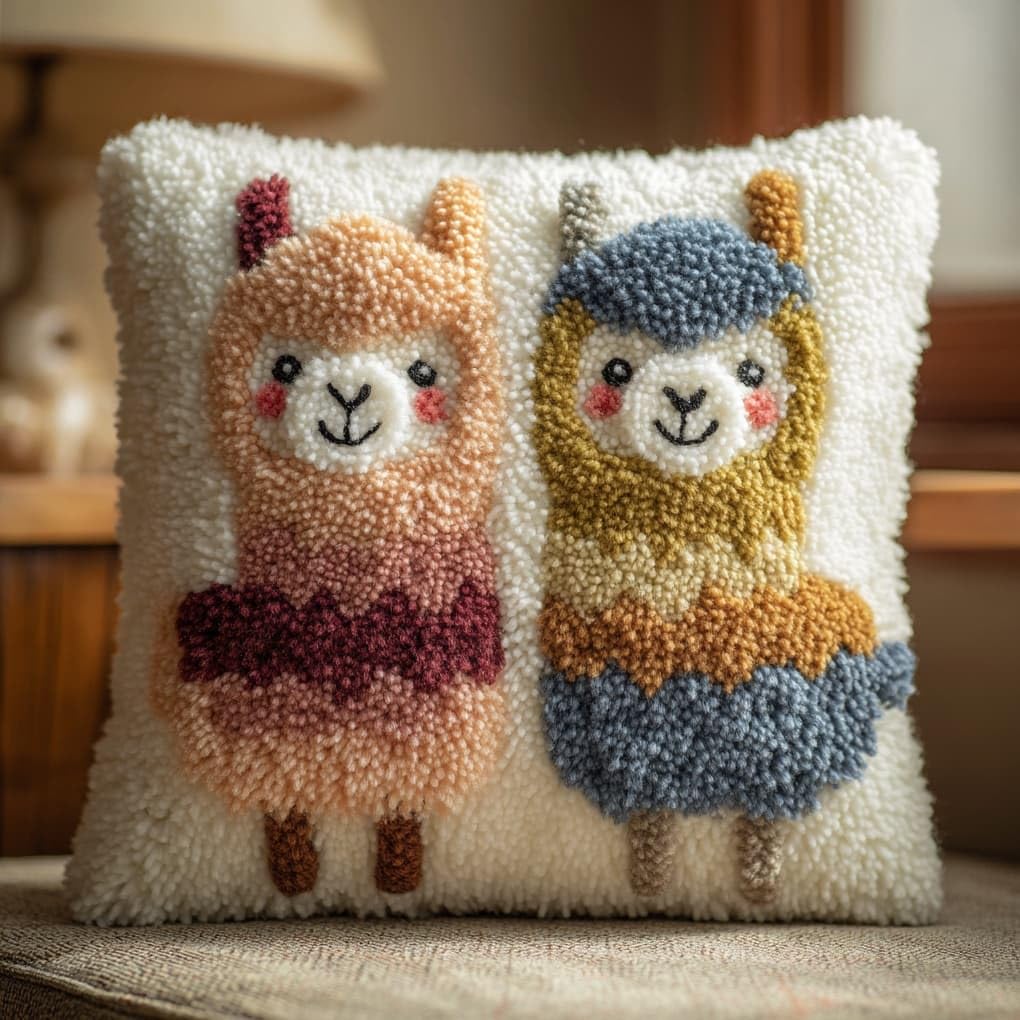 WallustrioaW Pre Printed Latch Hook Kits for Beginners,Animal Alpaca