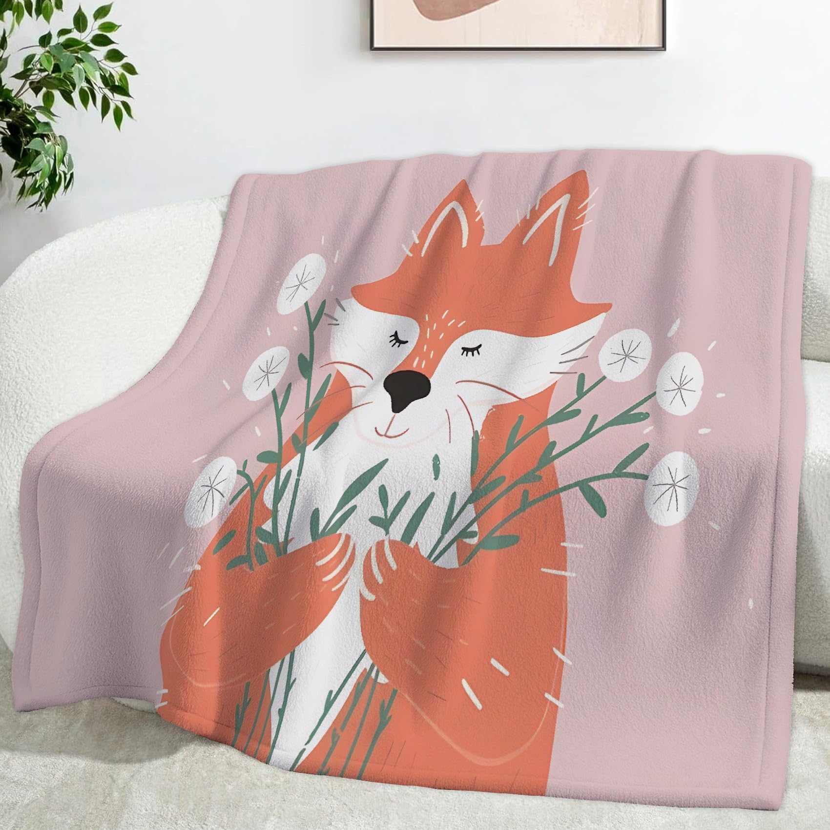 Plaid polaire microfibre renard 220x240 cm grand format pour lit et canapé
