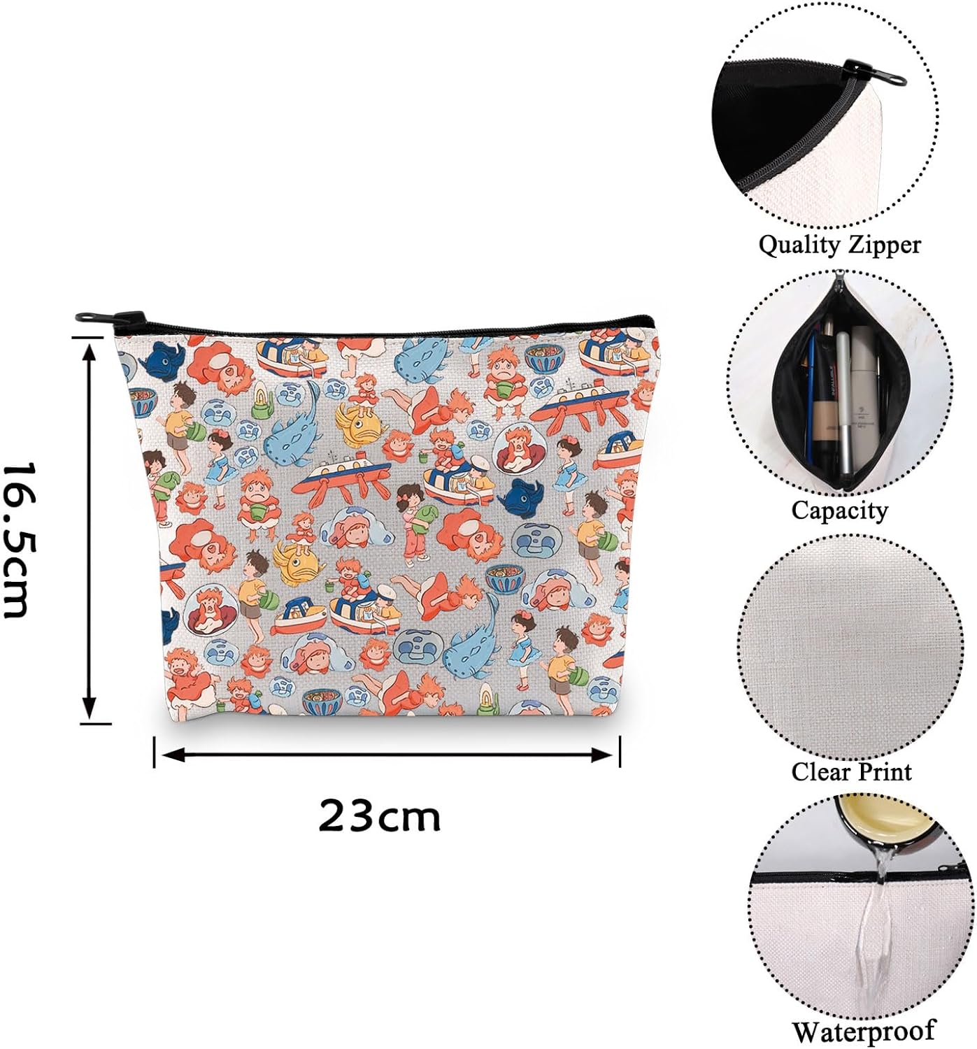 VAMSII Animated Movie Inspired Canvas Makeup Cosmetic Bag Movie Fans Gift (P o the Cliff) - Image 2