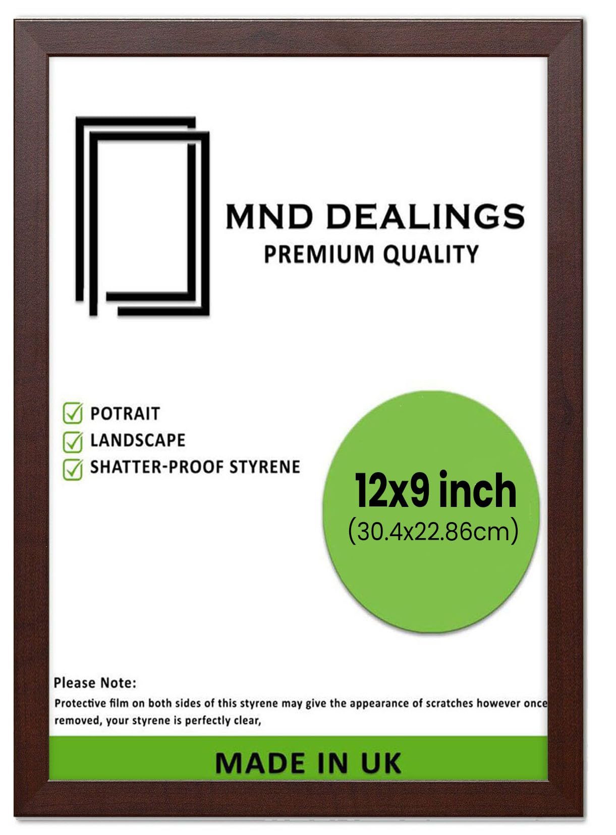 Mnd Dealings Mahogany Elegant Flat Style Wide 12X9 (30.48X22.86 Cm) Poster Frame| Use As Home Decor/Wall Gallery/Art Work/Picture Frame | Solid Mdf Wood With Hd Perspex (Mahogany)