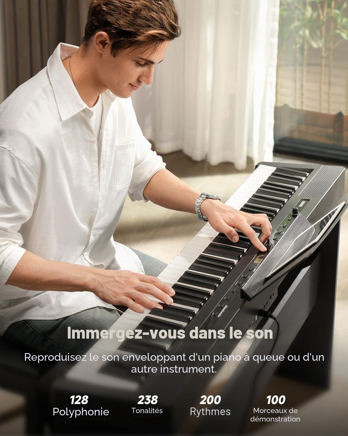 Donner DEP-16A Piano Numérique pour Débutants 88 Touches Taille Réelle, Piano Électrique Portable avec Unité à 3 Pédales